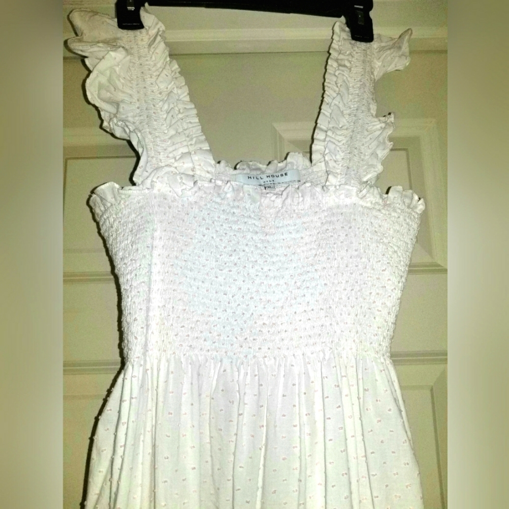 Hill House Ellie Nap Dress | White w/ Pale Pink Dotted Swiss | Sz XL
